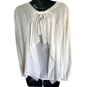 MAILLE Clu Cotton sheer back top  XS gray 38ch 22 long